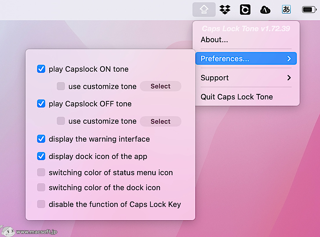 Caps Lock Tone 2.02 Caps Lockキーがオンまたはオフになったときにサウンドで知らせてくれる 新しもの好きの
